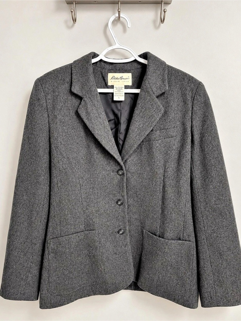 Eddie Bauer Women's Wool Blend Blazer Gray Large Like New
